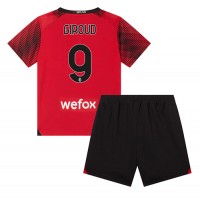 Camisa de Futebol AC Milan Olivier Giroud #9 Equipamento Principal Infantil 2023-24 Manga Curta (+ Calças curtas)
